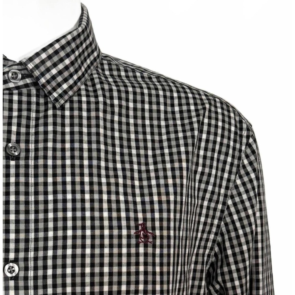 Original Penguin Men's Black and White‎ Checkered Button-Up Shirt